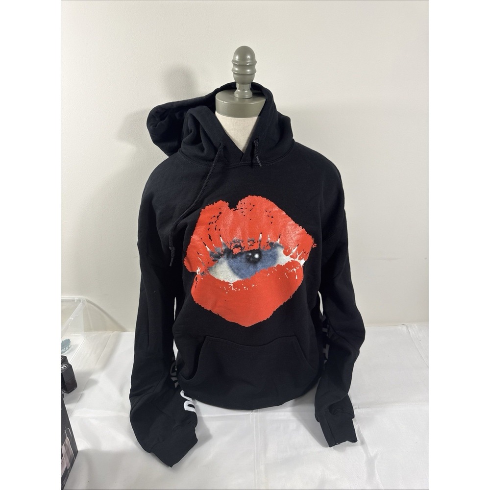The Kid Laroi Unisex- Adult Lips Black Hoodie - size M Tour 2022 Authentic